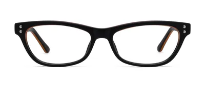 Adorable Black/Brown cat-eye prescription eyeglasses, front view