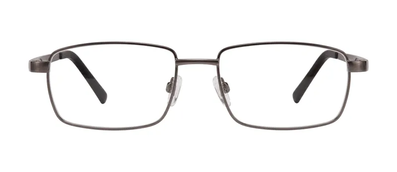 Agent Gunmetal rectangle prescription eyeglasses, front view