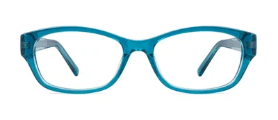 Amber Teal/Crystal rectangle prescription eyeglasses, front view