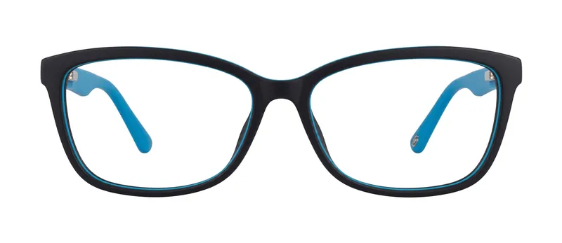 Appreciate Black/Sky Blue cat-eye prescription eyeglasses, front view