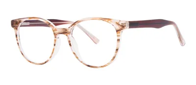 Arrange Brown Crystal round prescription eyeglasses, angled view