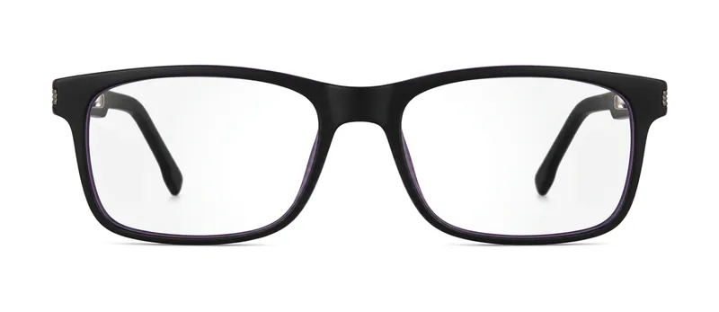 Associate Black Matte/Grey rectangle prescription eyeglasses, front view