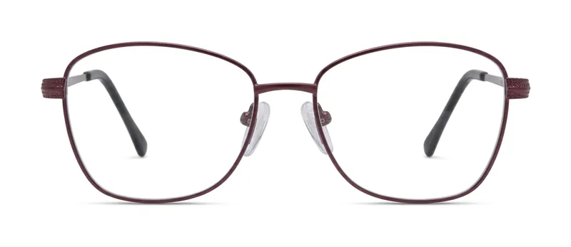 Aware Plum rectangle prescription eyeglasses, front view