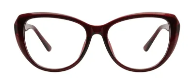 Balmy Burgundy/Burgundy Crystal cat-eye prescription eyeglasses, front view