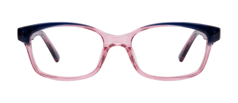 Bashful Blue/Rose rectangle prescription eyeglasses, front view
