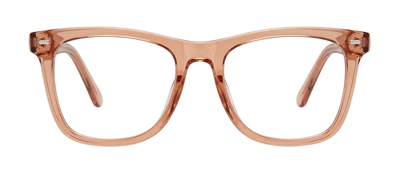 Because Brown Crystal square prescription eyeglasses, front view