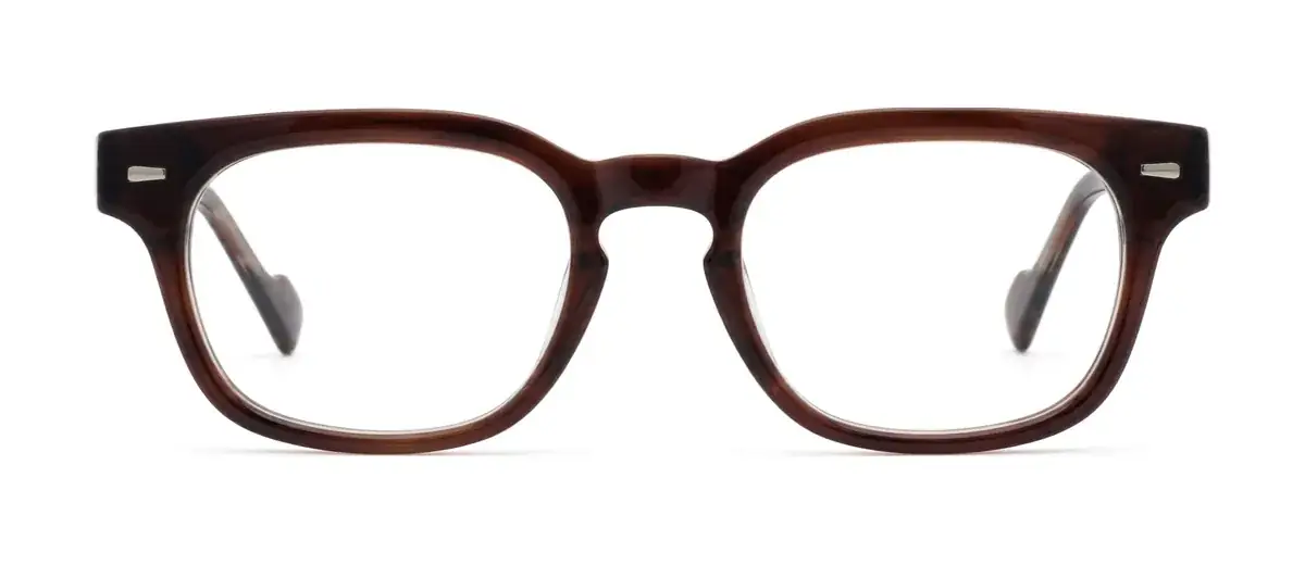 Beneath eyeglass frame in Brown/Crystal from the Fast Eyeglasses catalog