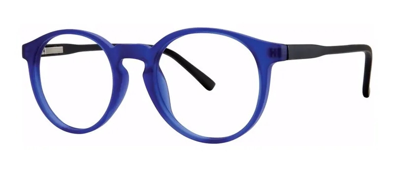Dabble Blue/Black round prescription eyeglasses, angled view