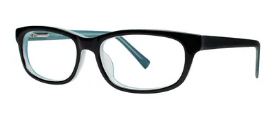 Dance Black/Aqua rectangle prescription eyeglasses, angled view