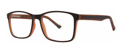 Distance Black/Brown Matte rectangle prescription eyeglasses, angled view