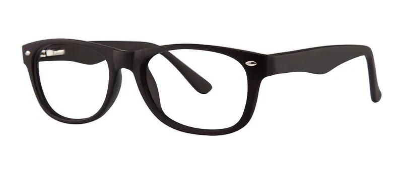 Equal Black Matte round prescription eyeglasses, angled view