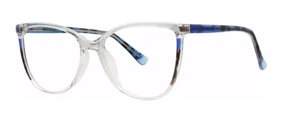 Gleaming Crystal/Blue cat-eye prescription eyeglasses, angled view