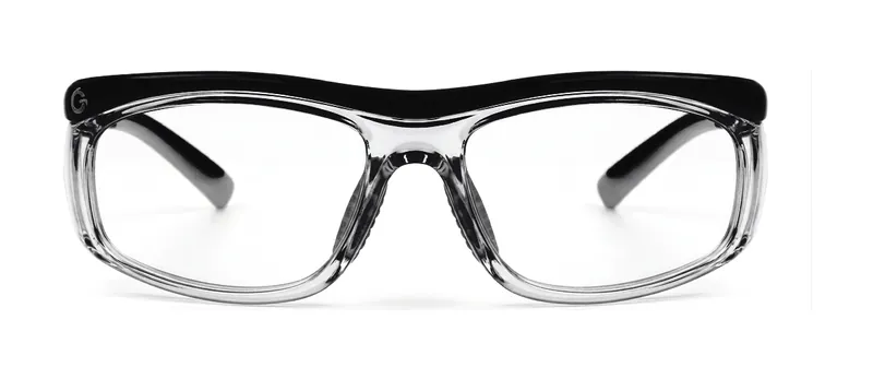 GRXS13 Gloss Black wrap prescription eyeglasses, front view