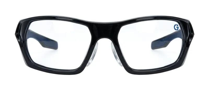 GRXS16 Gloss Black wrap prescription eyeglasses, front view