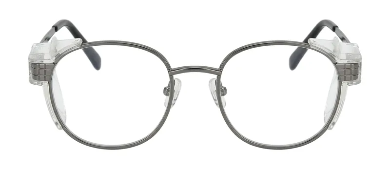 GRXS22 Matte Dark Gunmetal round prescription eyeglasses, front view