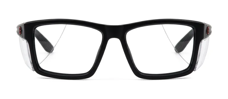 GRXS34 Gloss Black rectangle prescription eyeglasses, front view
