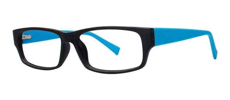 Harvest Black/Blue oval prescription eyeglasses, angled view