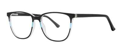 Instant Black/Blue Crystal rectangle prescription eyeglasses, angled view
