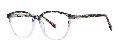 Involved Green oval prescription eyeglasses, angled view