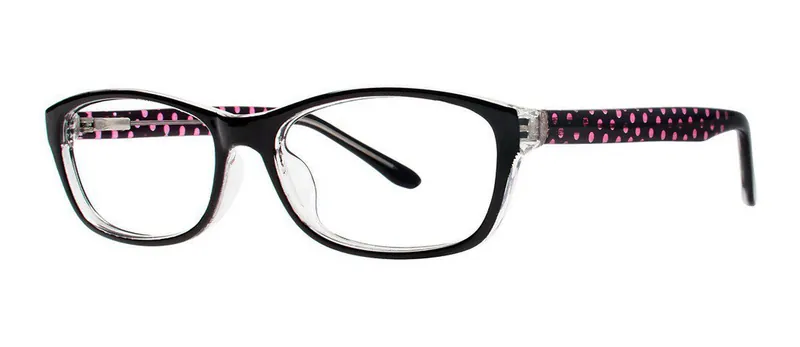 Motion Black/Pink oval prescription eyeglasses, angled view