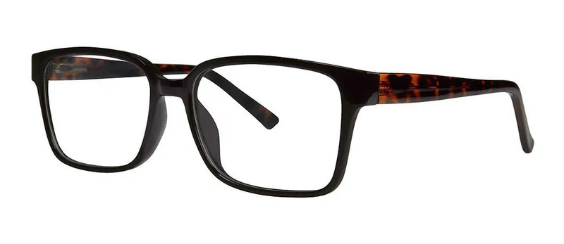 Negotiate Black/Tortoise square prescription eyeglasses, angled view