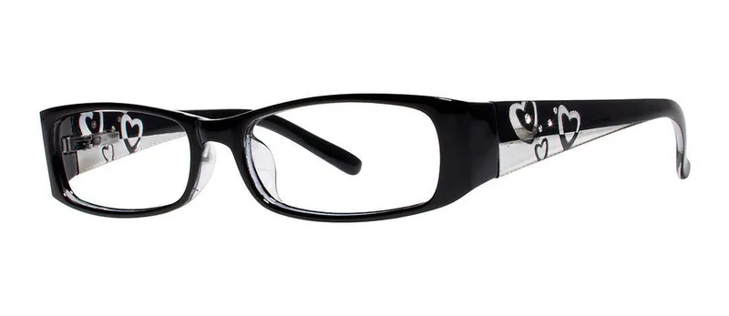 Pixie Black/Crystal rectangle prescription eyeglasses, angled view
