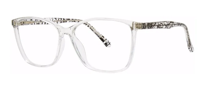Prepare Crystal/Black rectangle prescription eyeglasses, angled view