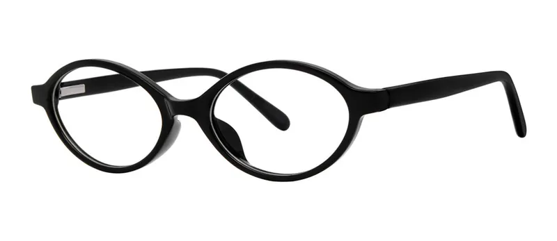 Quickly Black oval prescription eyeglasses, angled view