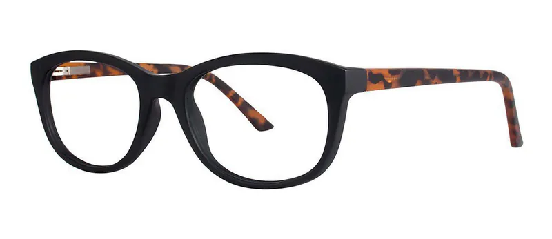 Relax Black/Tortoise round prescription eyeglasses, angled view