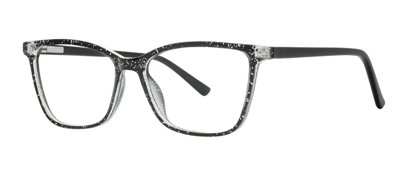 Sneaky Black Glitter rectangle prescription eyeglasses, angled view