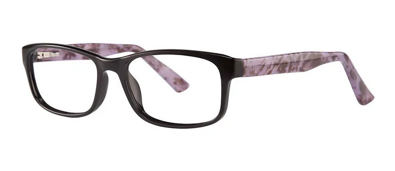 Tangle Black/Lilac round prescription eyeglasses, angled view