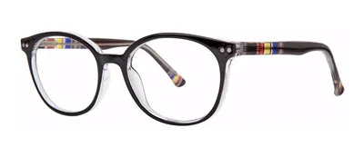 Teagan Black/Crystal round prescription eyeglasses, angled view