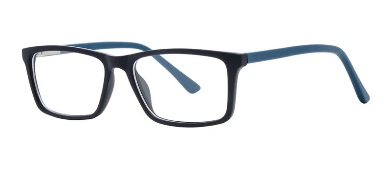 Tricky Black/Cobalt rectangle prescription eyeglasses, angled view