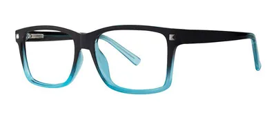 Weekend Black/Blue Fade square prescription eyeglasses, angled view